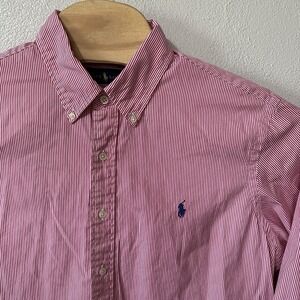 Ralph Lauren Shirt Men's Size XL Pink Striped Long Sleeve Button‎ Down